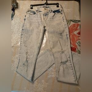 Express Light Blue Distressed Skinny Jeans